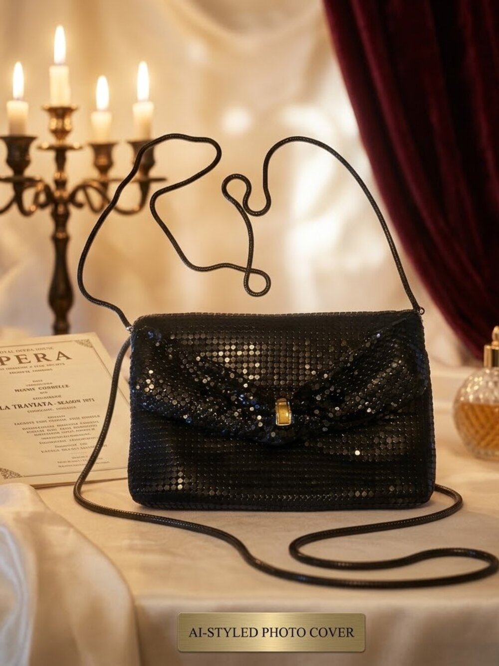 VTG 1970s/80s Black Metal Mesh Chainmail Envelope Shoulder Bag – Made in Hong KO